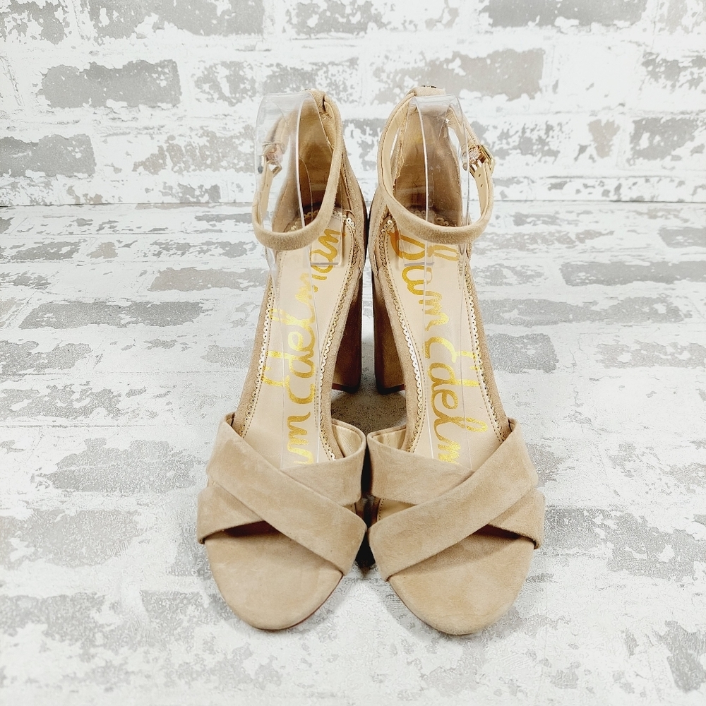 New Sam Edelman Yancy Nude Leather Ankle Strap Sandal  F353 - Picture 3 of 13